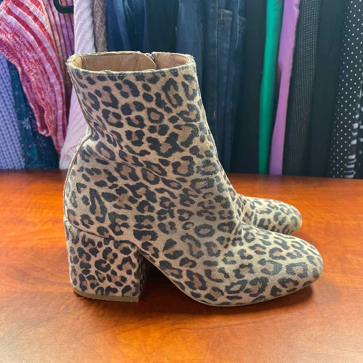 Free People Nicola Leopard Print Suede Ankle Boots Size 37