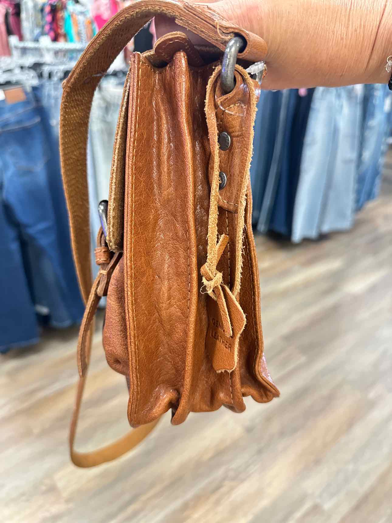 Spikes & Sparrow Brown Western Leather Saddle Bag Handbags