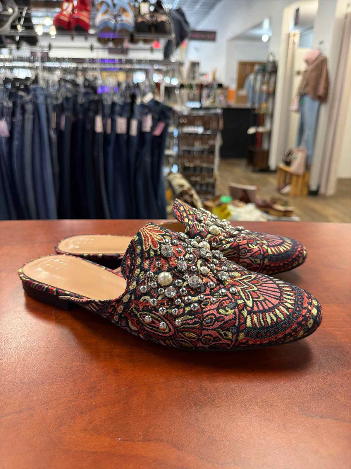 A New Day Embellished Brocade Mule Loafers Size 9 1/2