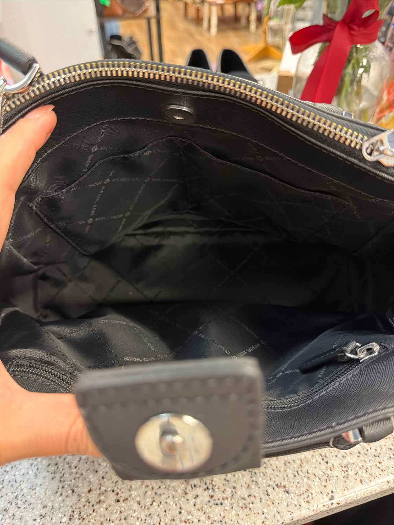 MICHAEL KORS Signature Logo Satchel Black Handbags