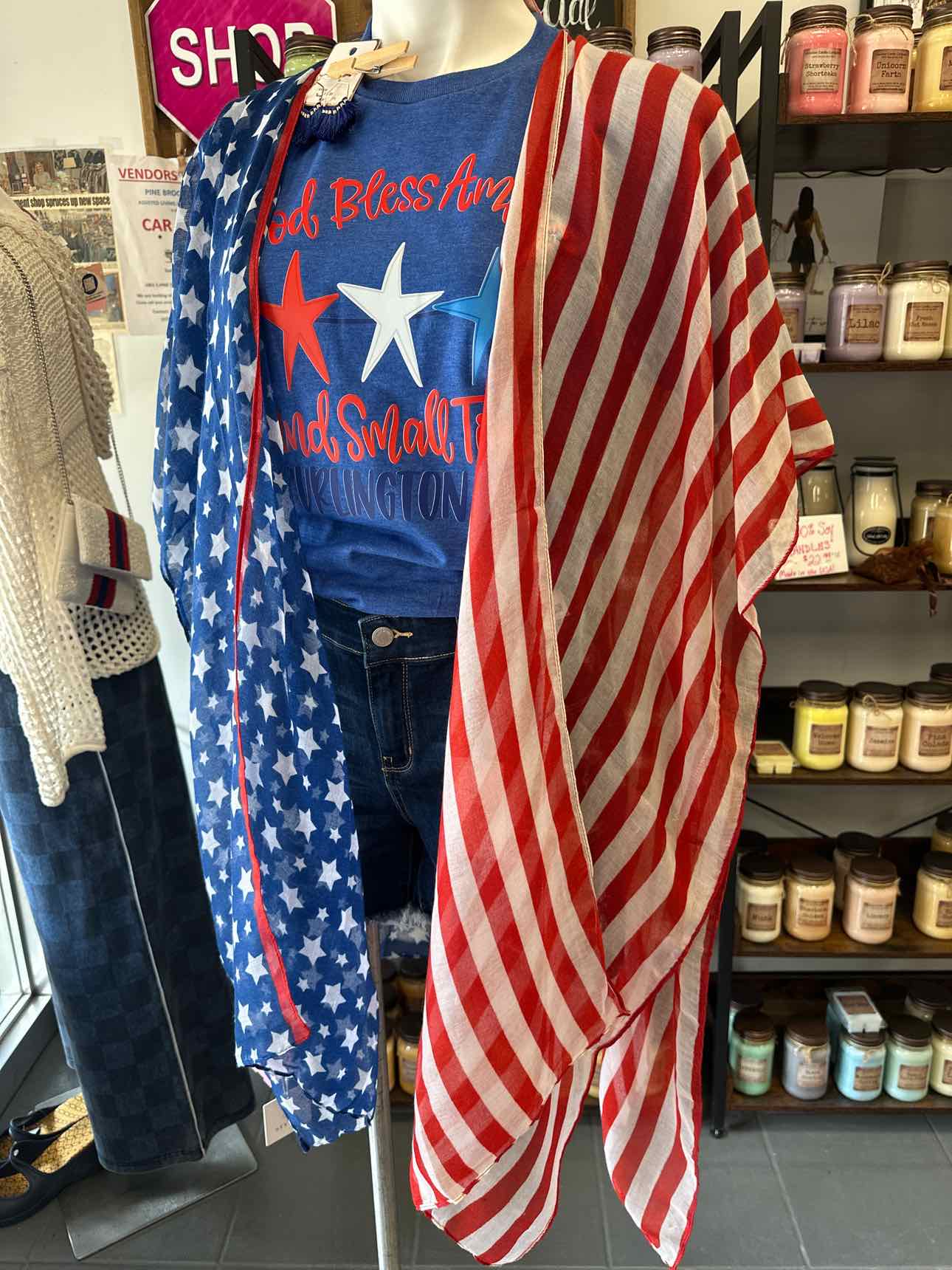 USA Patriotic Scarf Kimono