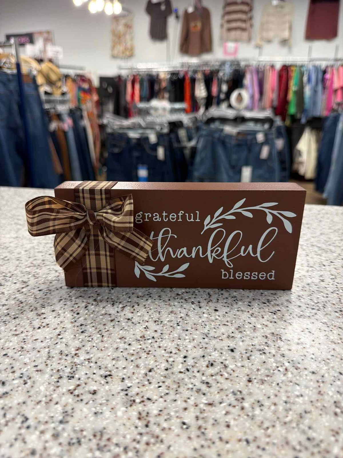 Grateful thankful blessed painted wood block decor household
