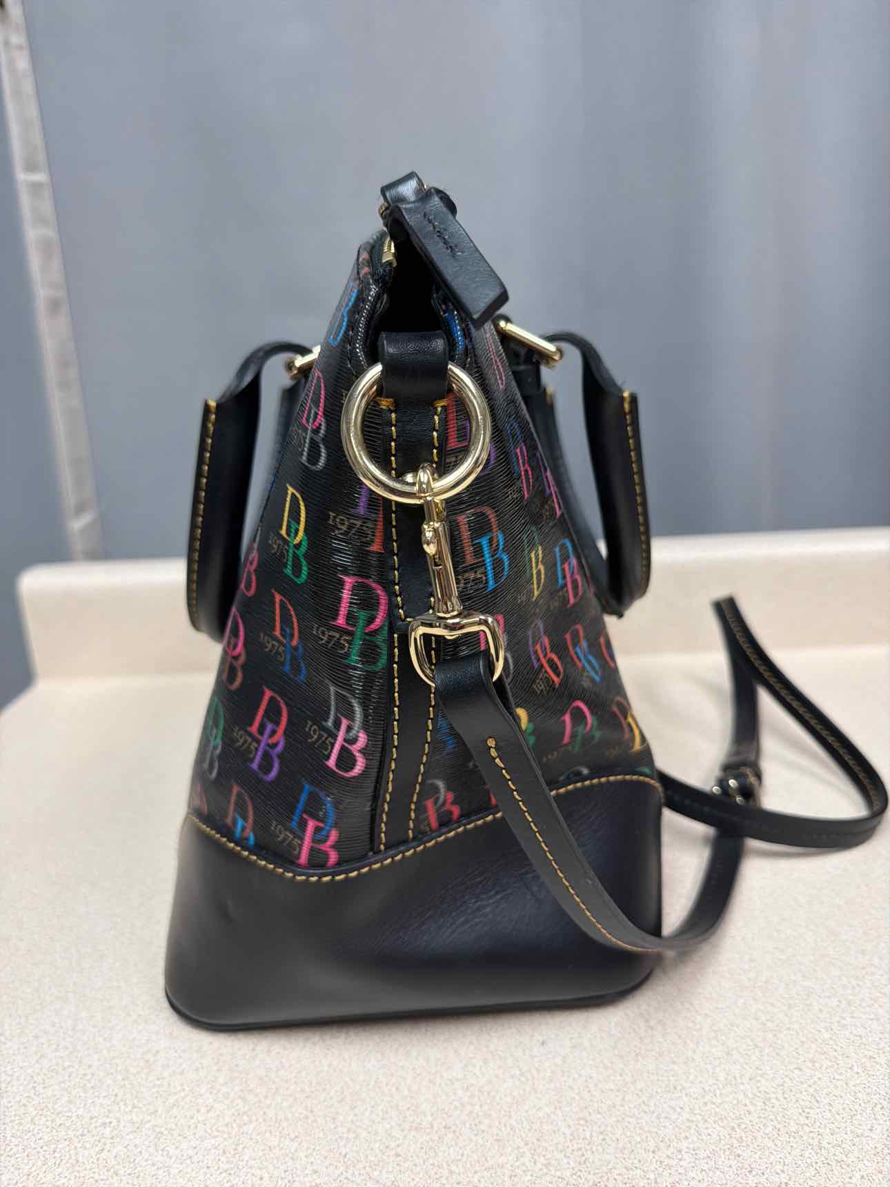 Dooney and Bourke Large Multi Color Domed Satchel DB Logo Handbags
