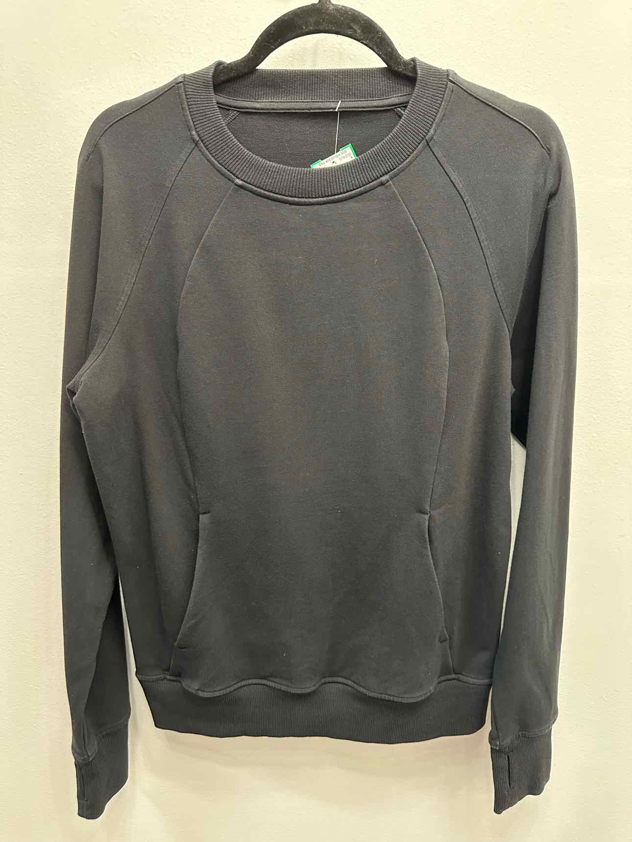 Lululemon On Track Crew Sweatshirt Thumbholes Size 8 Black Top