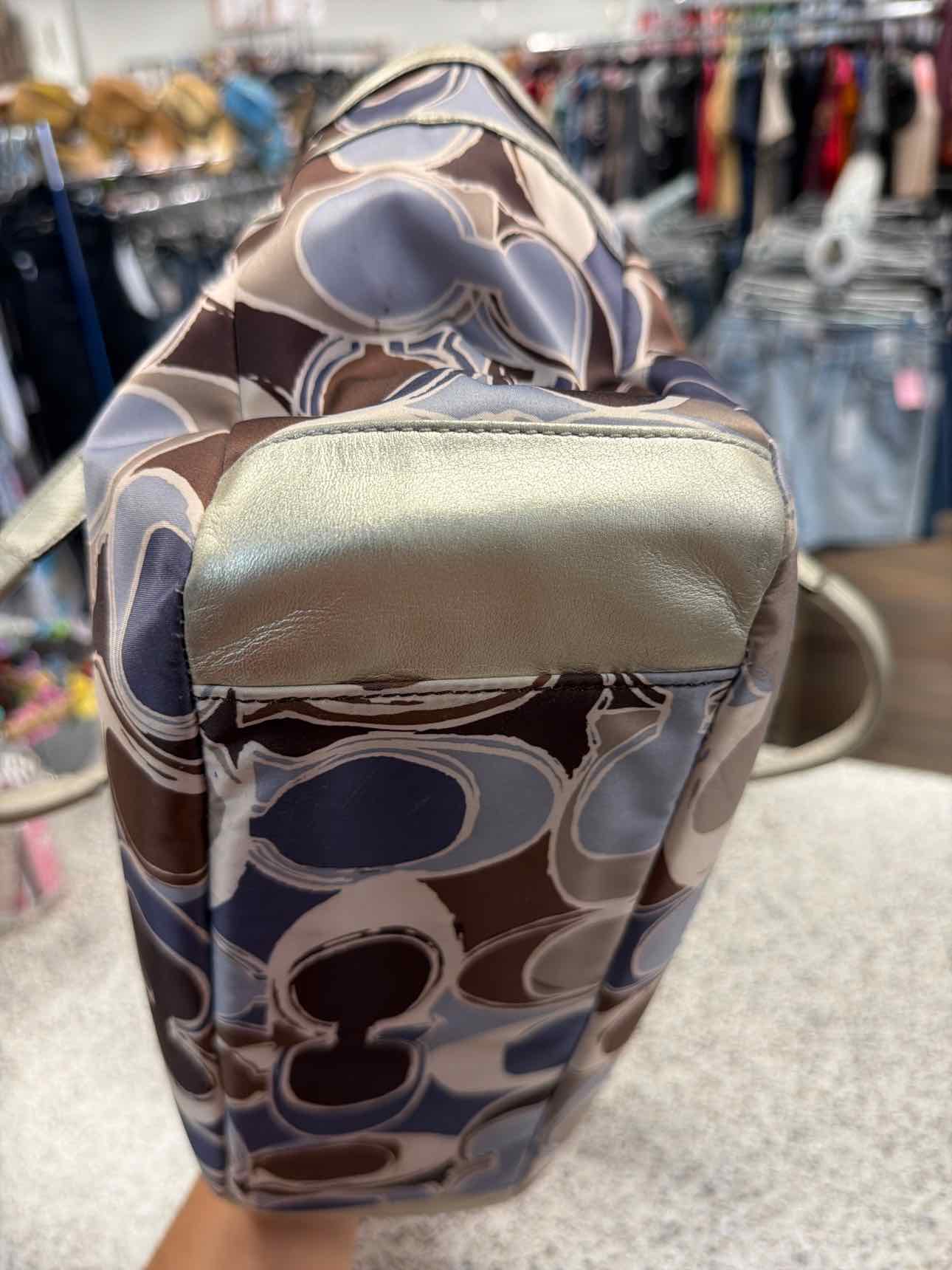 Coach Signature Gallery Scarf Print Satin Tote Shoulder Bag Handbags