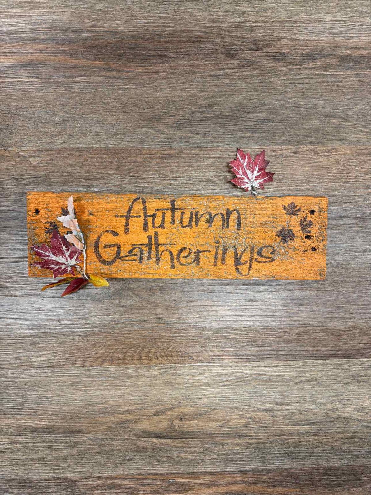 Autumn Gatherings Painted Wood Wall Plaque Household