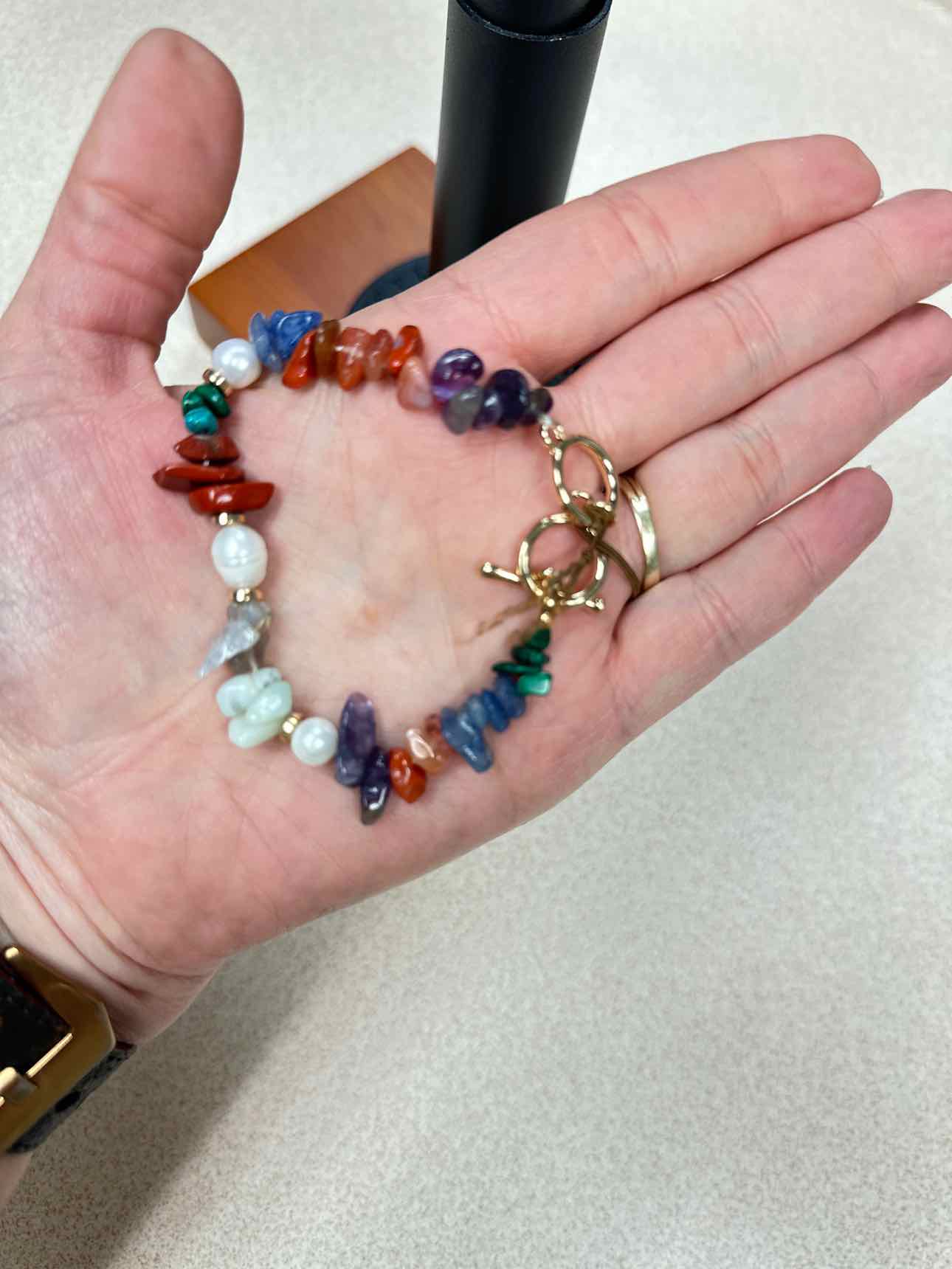 Multi Genuine Stone Toggle Bracelet