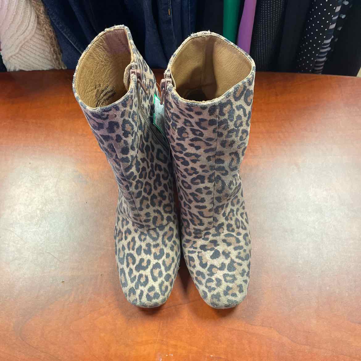 Free People Nicola Leopard Print Suede Ankle Boots Size 37