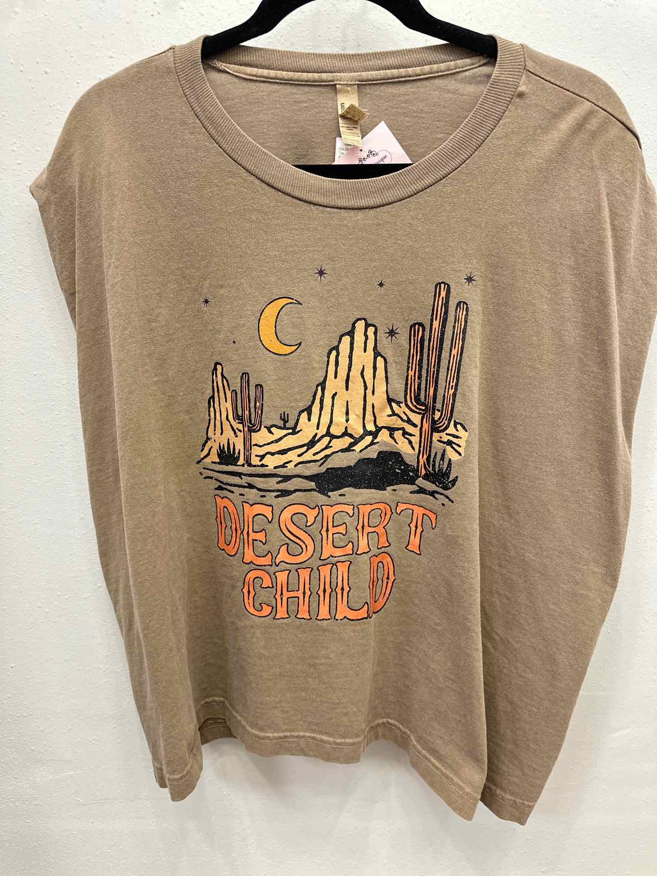 Blakeley "Desert Child" Graphic Muscle Tee Size 2X Brown Top