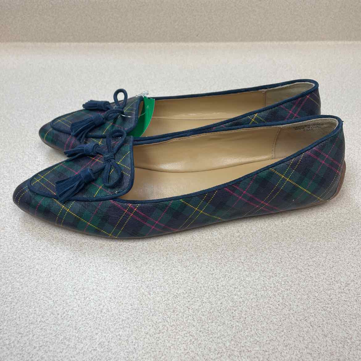 Talbots Francesca Tie Tassel Driving Moccasins Tartan Plaid Size 8 1/2