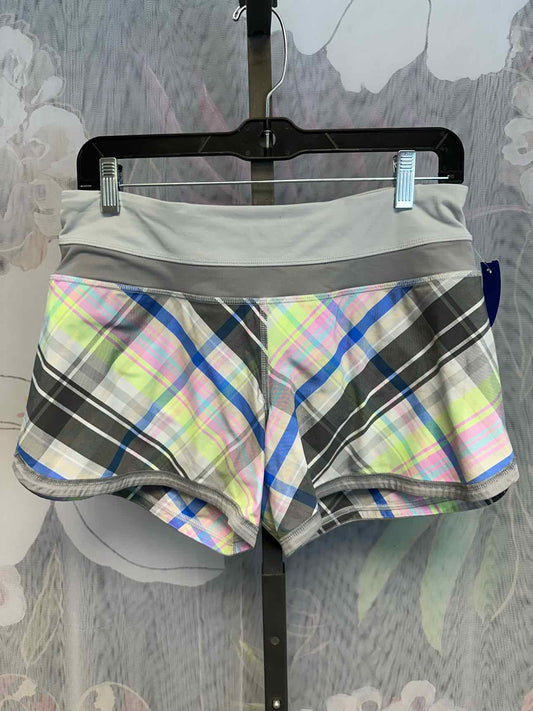 Lululemon 6 Grey/Multi 'Speed Up' high-rise plaid print running shorts