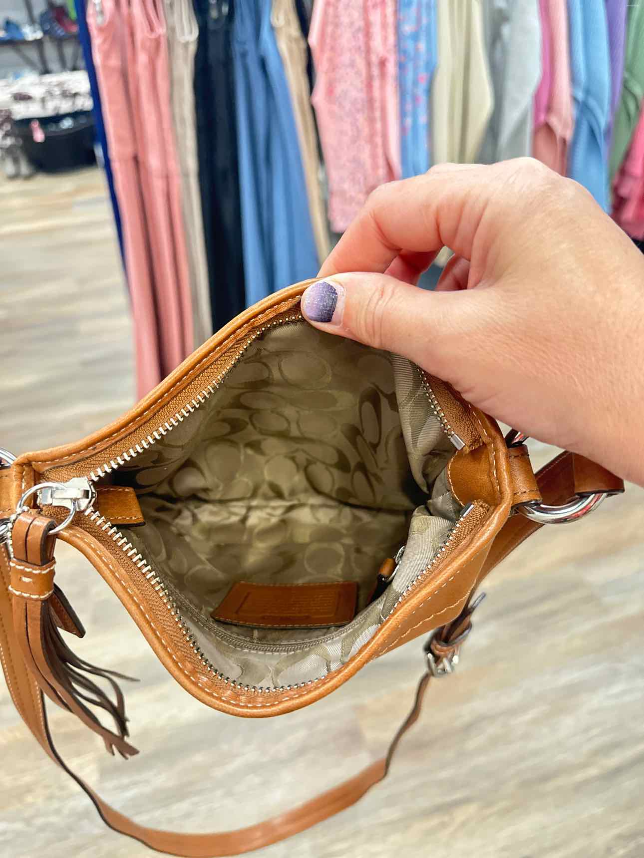 Coach Vintage Soho Saddlebag Leather Slim Brown Tan Crossbody