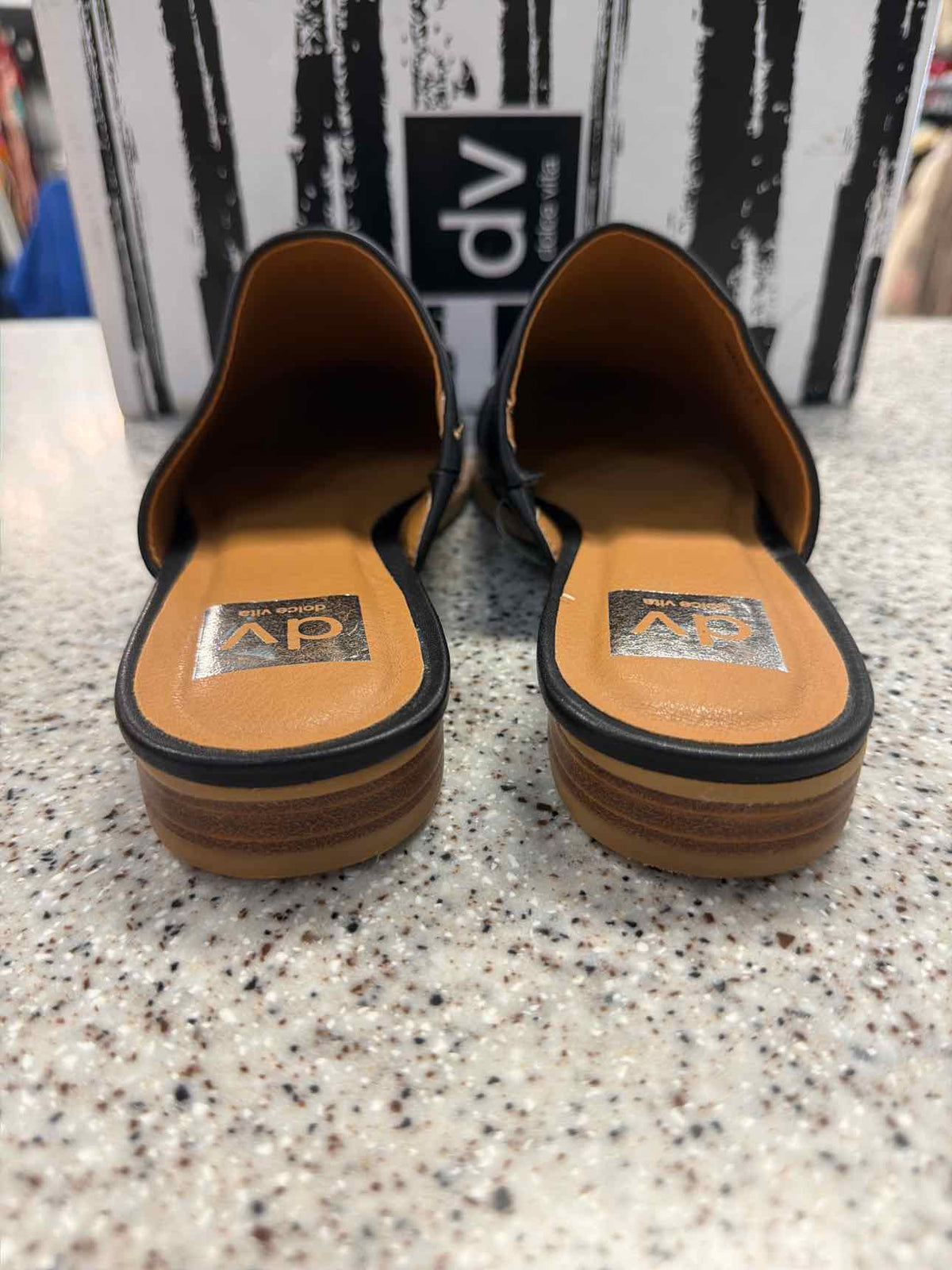 Dolce Vita Black Studded Slip-On Mule Flats Size 7 1/2