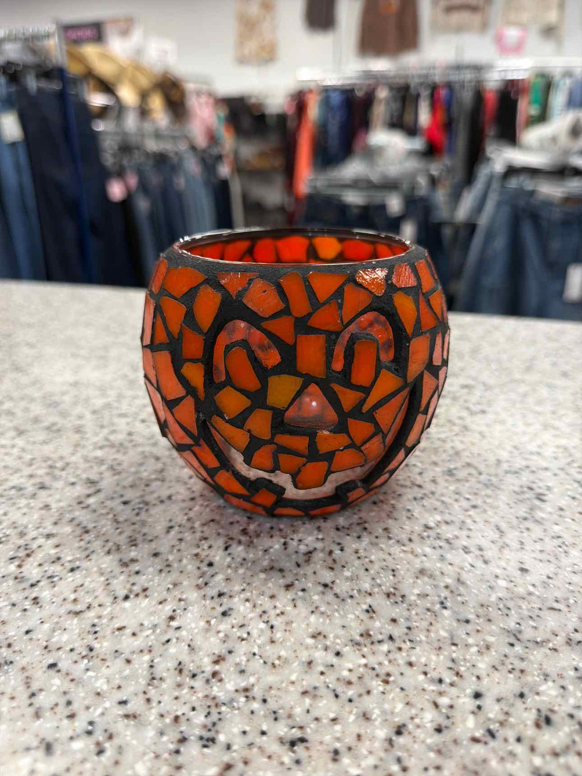 Pumpkin Mosaic Tealight Candle Holder Fall Harvest Household
