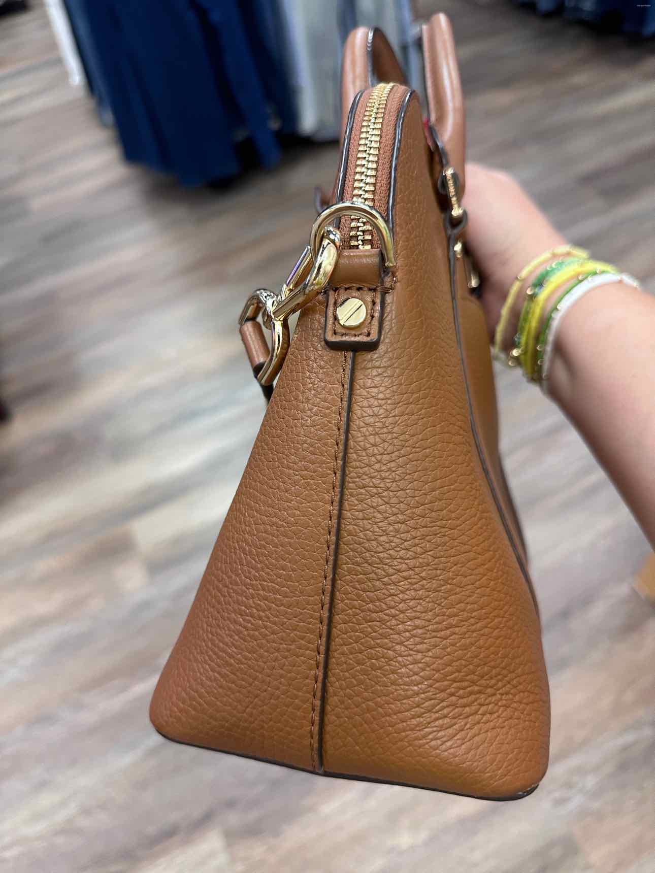 MICHAEL KORS Bedford Legacy Pebbled Leather Convertible Satchel Brown Handbags