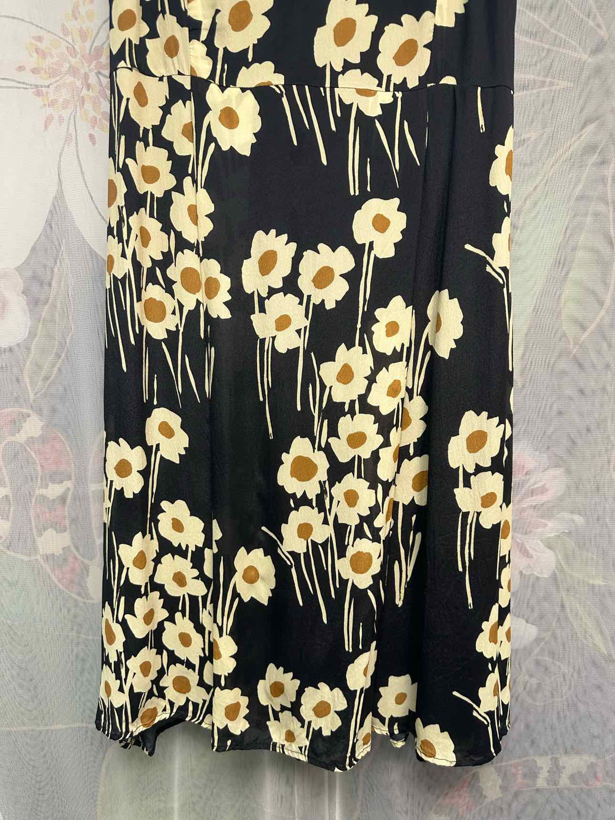 ottod'Ame Silk Blend Floral Print Sleeveless Midi Size 10 Black/white Dress