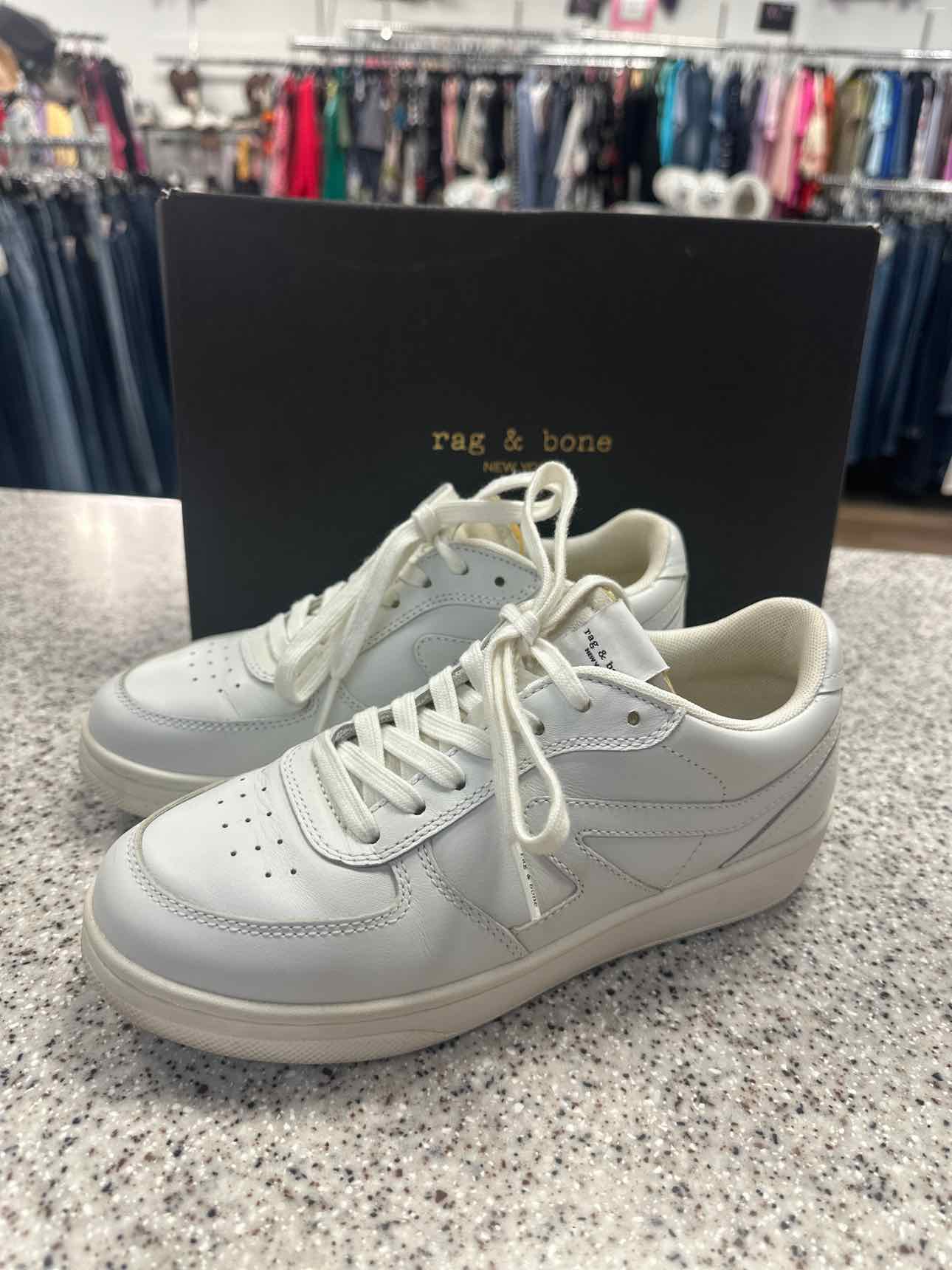 rag & bone Size 6 Retro Court Leather White Lace Sneakers