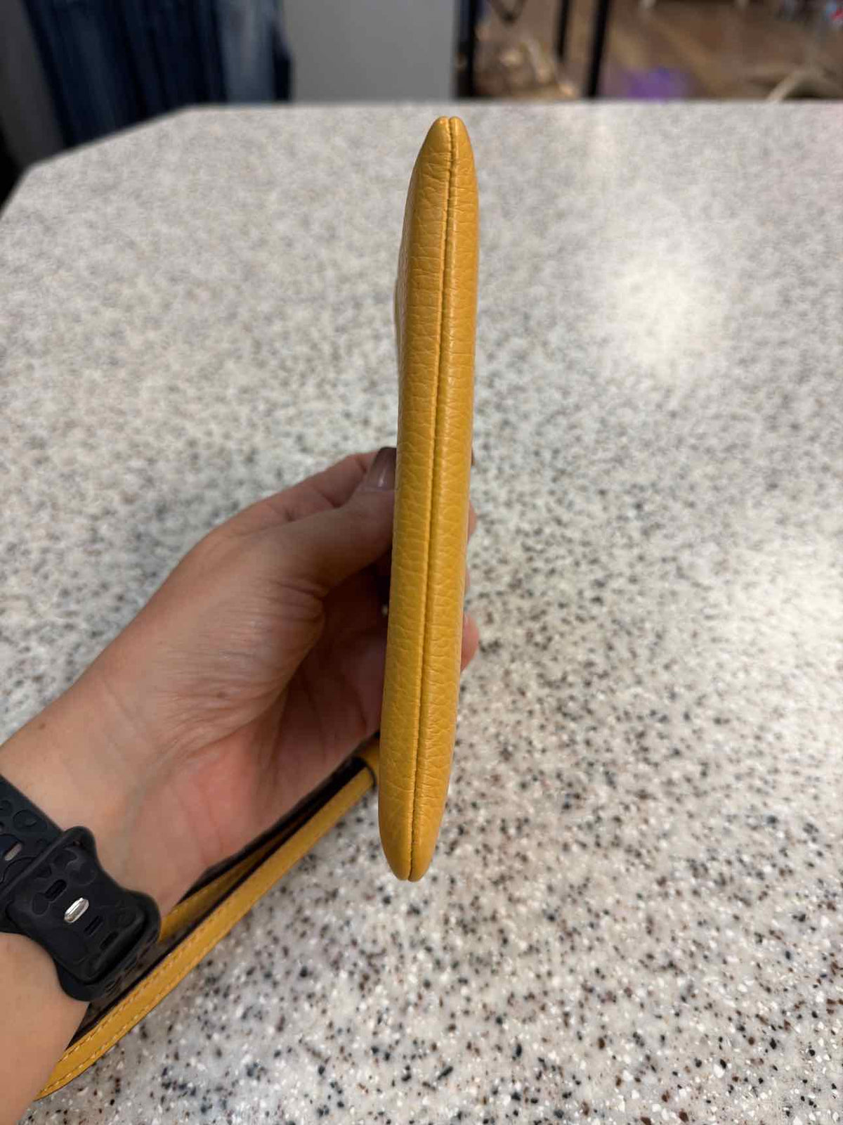 Coach Honeycomb Yellow Corner Zip Pebble Leather Wristlet Wallet