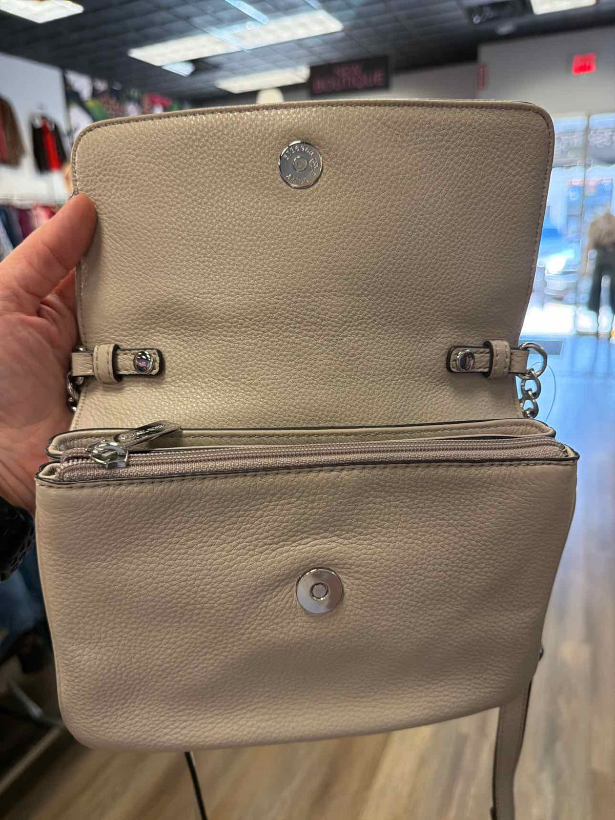 Michael Kors Geige Toned Pebbled Leather Crossbody Bag