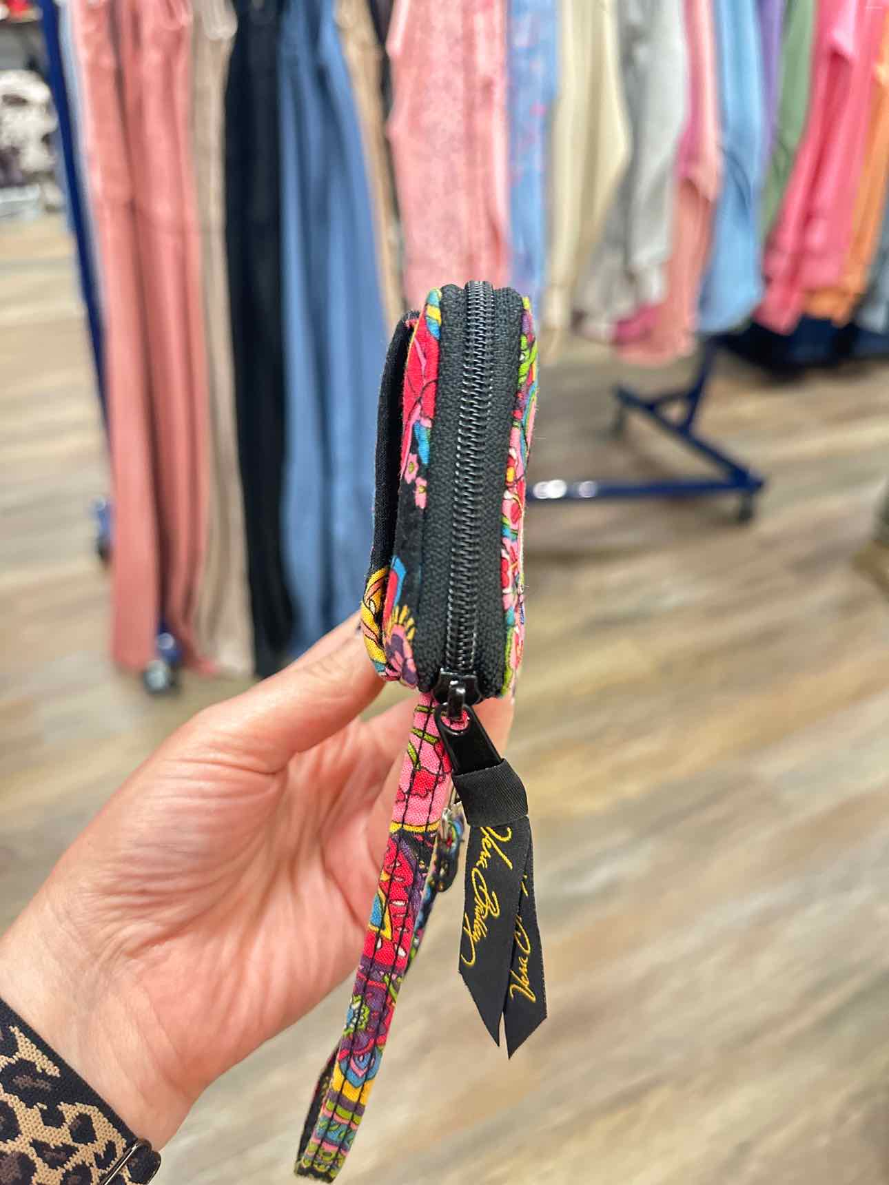 Vera Bradley All In One Symphony in Hue ID Zipper Black Pink Wallet