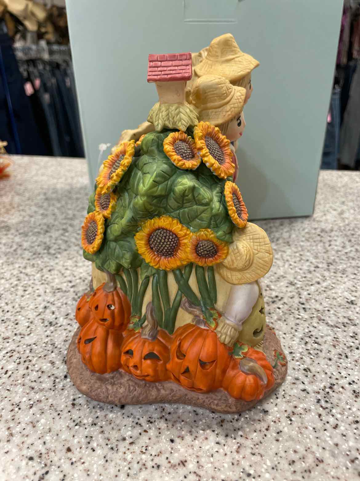 Partylite VINTAGE Ceramic Scarecrow Family Tealight Holder P7323 NEW