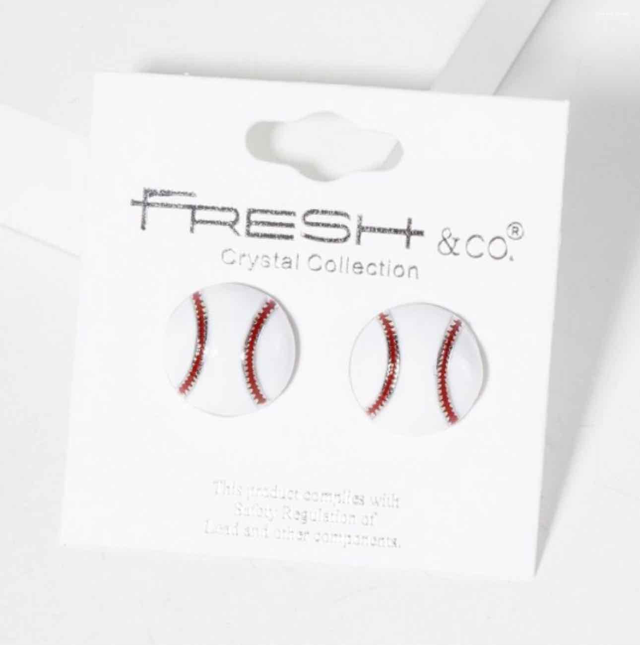 Enamel Sports Baseball Stud Earrings