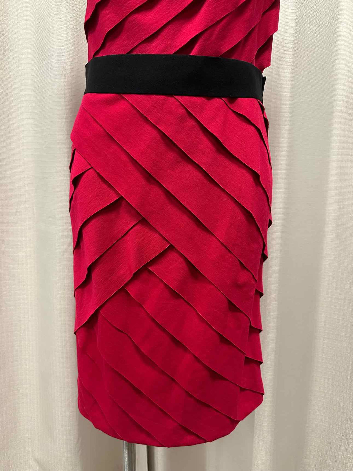 Tadashi Ruffle Lined Single Shoulder Belted Size XL Raspberry Dress