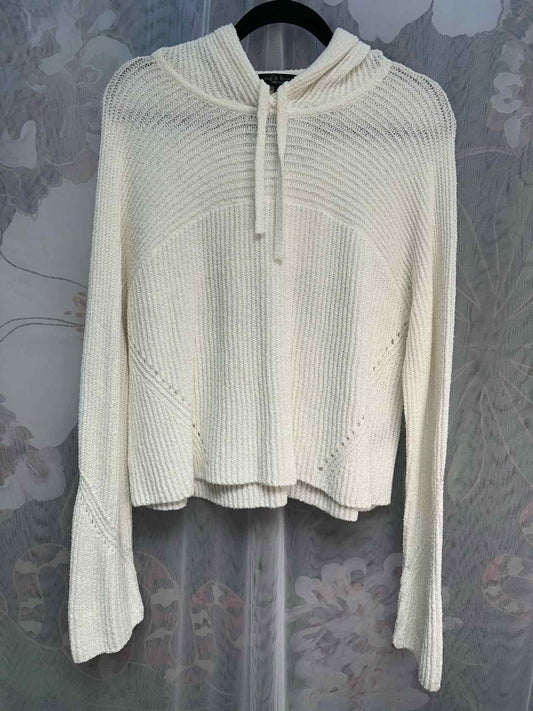 rag & bone Ribbed Textured Pullover Long Sleeve Hoodie Size Small White Top