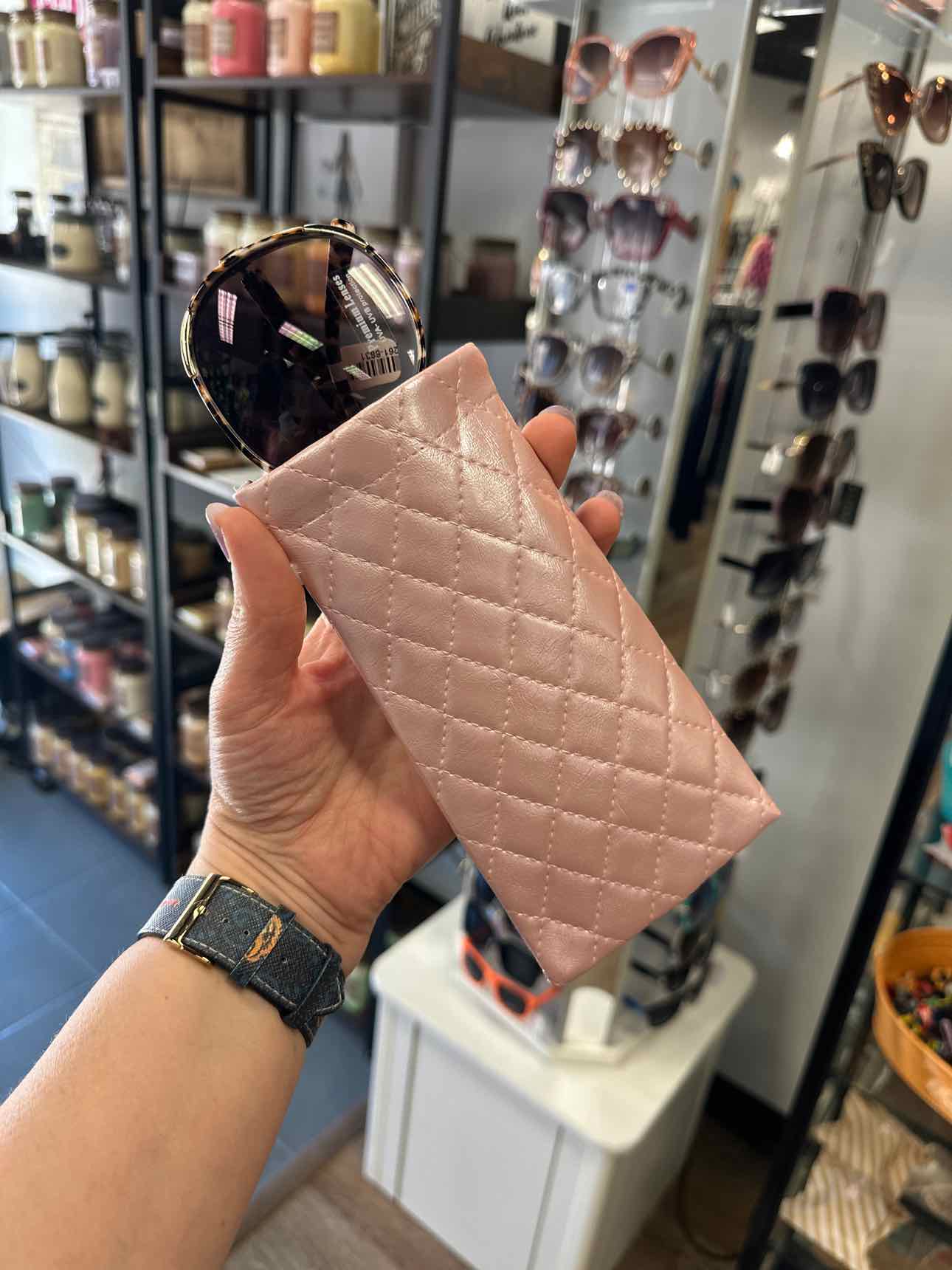Eyewear Sunglasses Squeeze Top Faux Leather Case