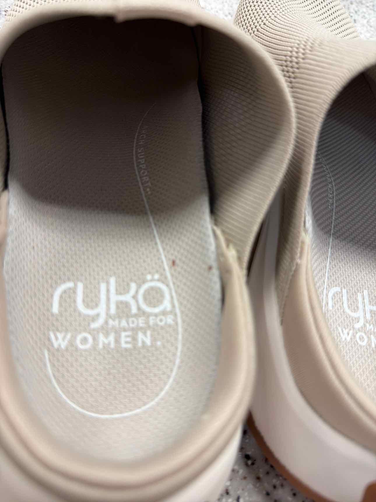 Ryka Size 7 NEW Women's Encore Knit Slip On Mules Sneaker Tan Shoes