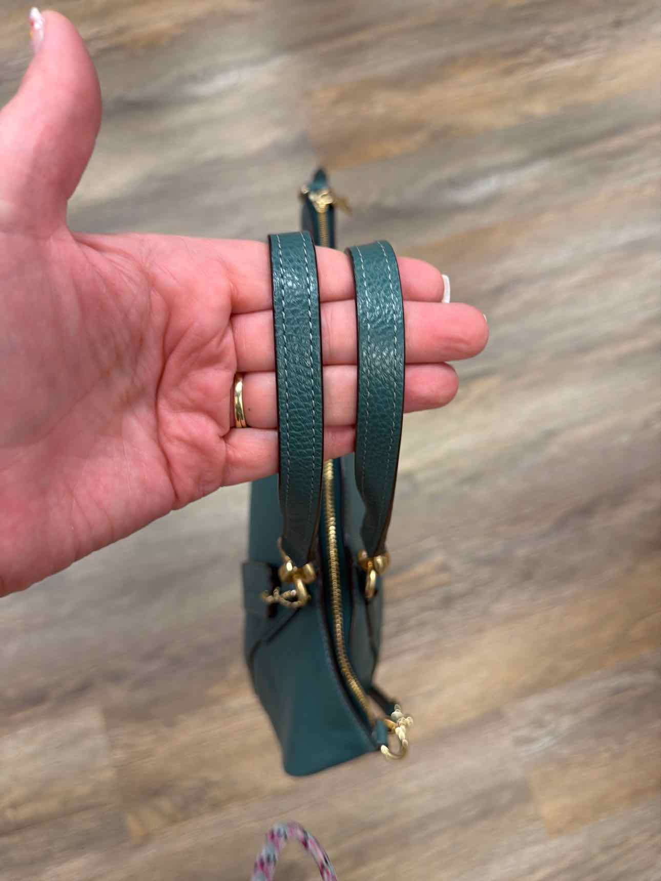 Coach 'Kelsey' Teal pebble leather crossbody satchel Handbags