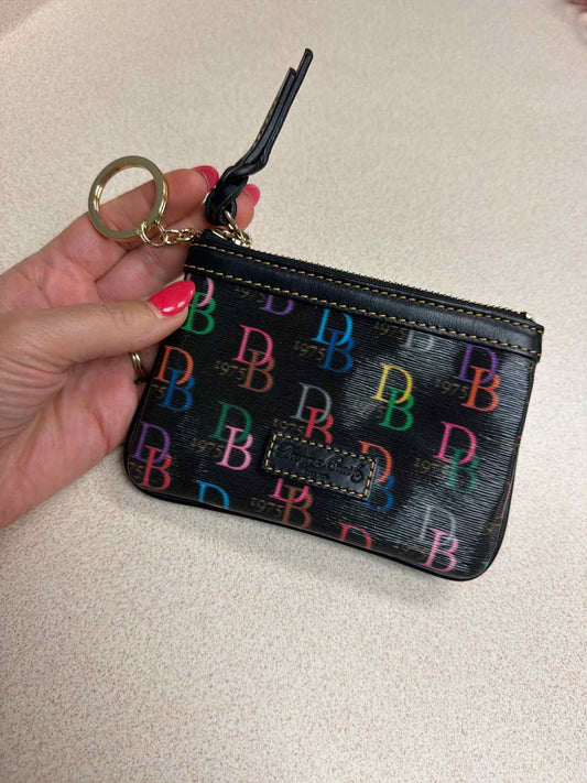 Dooney and Bourke Retro 1975 Multicolor DB Mini Wristlet Coin Black Wallet