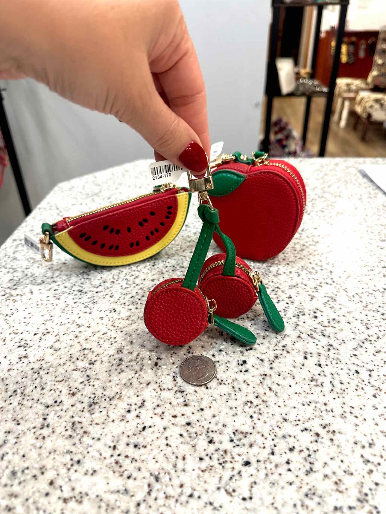 Vegan Leather Fruit Coin Pouch Zipper Pouch Bag Charm