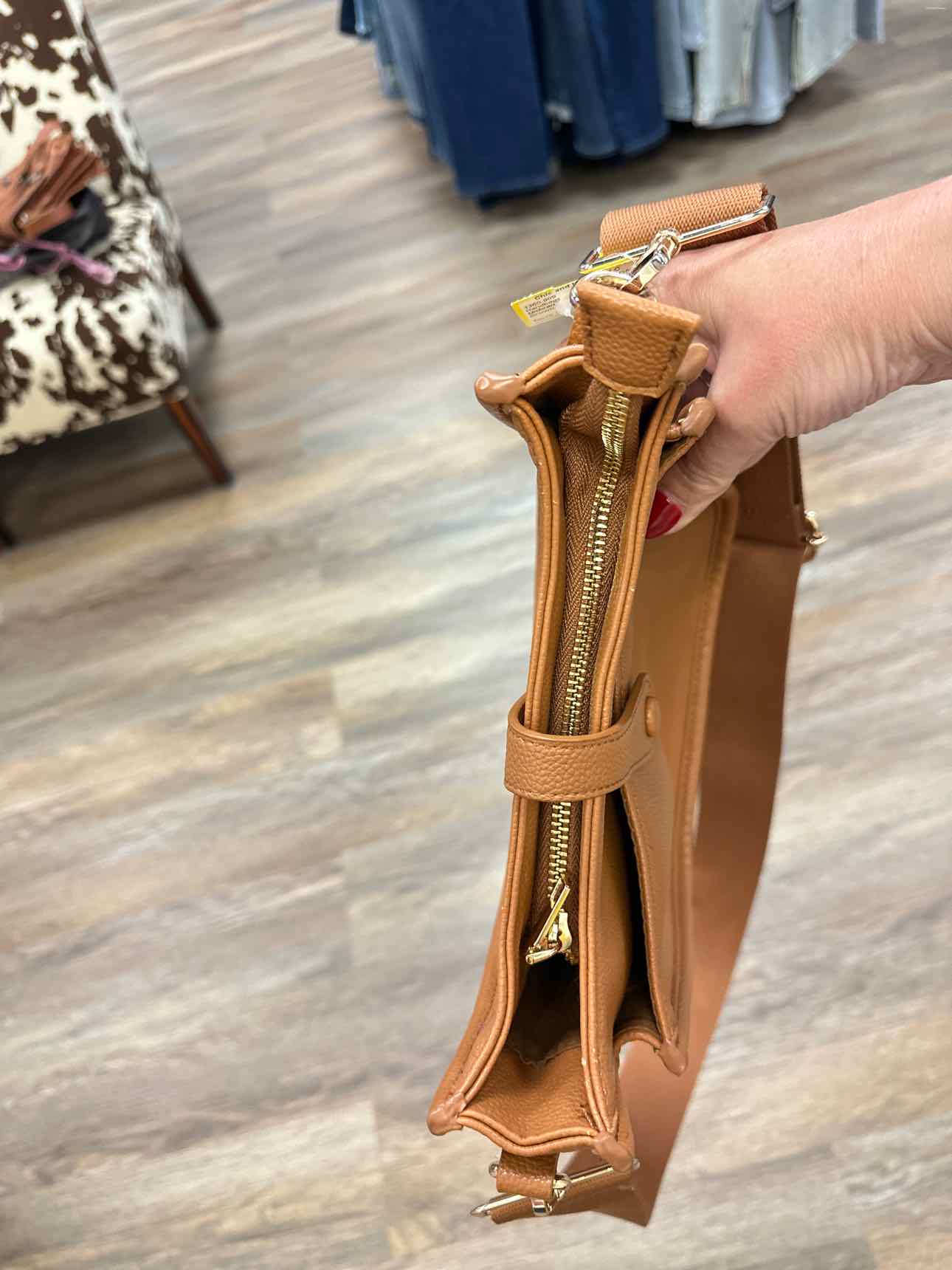 Caramel Brown Faux Vegan Leathre Crossbody Handbags