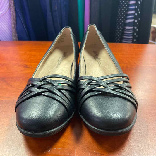 LifeStride Incredible Ballet Flats Crisscross Strap Size 8 Black Shoes