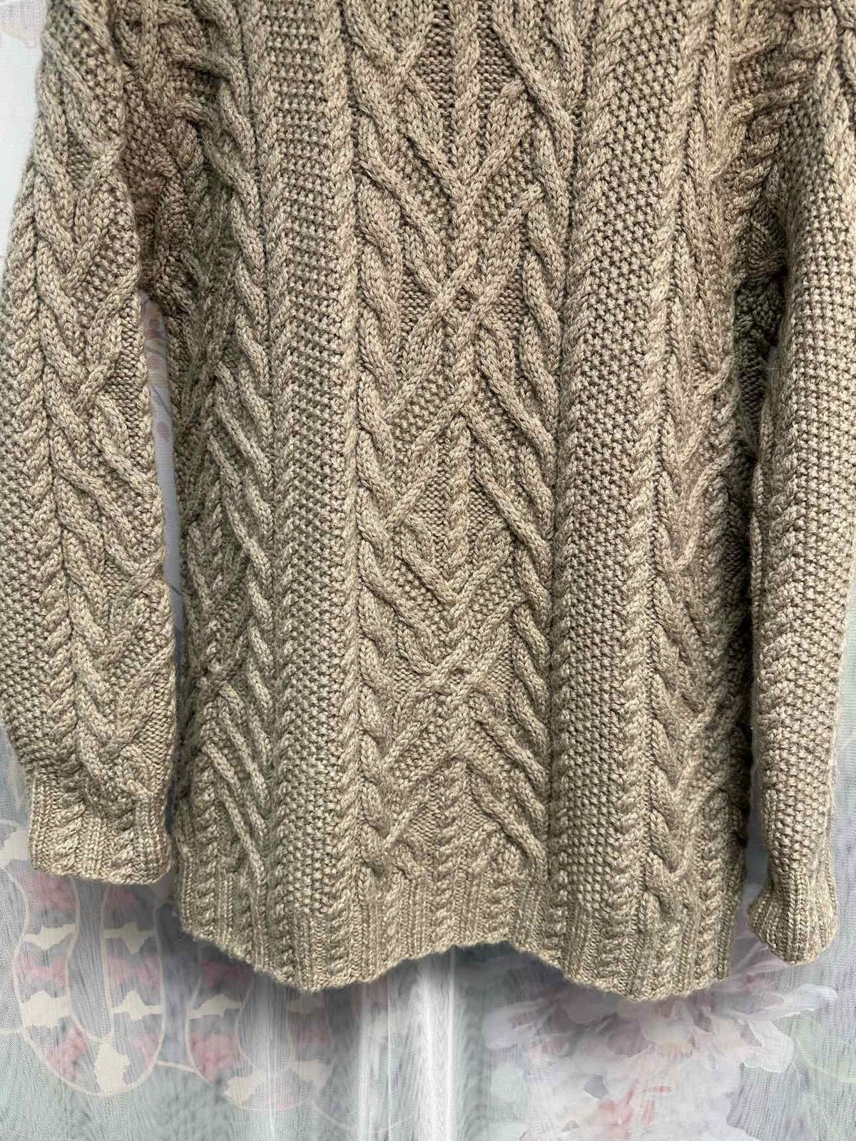Lauren Ralph Lauren Worsted Wool Heavy Cable Knit Size Medium Brown Sweater