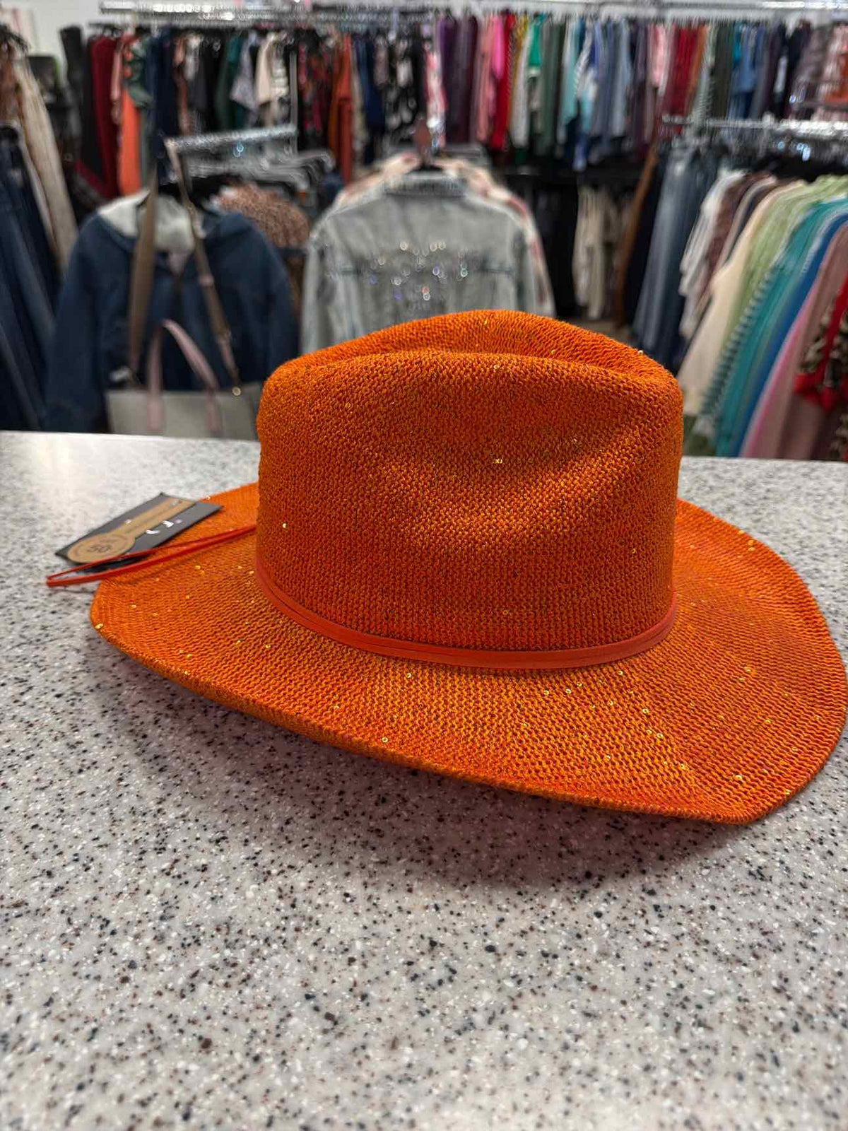 C.C Adjustable Panama Hat with Sequins Orange Hat