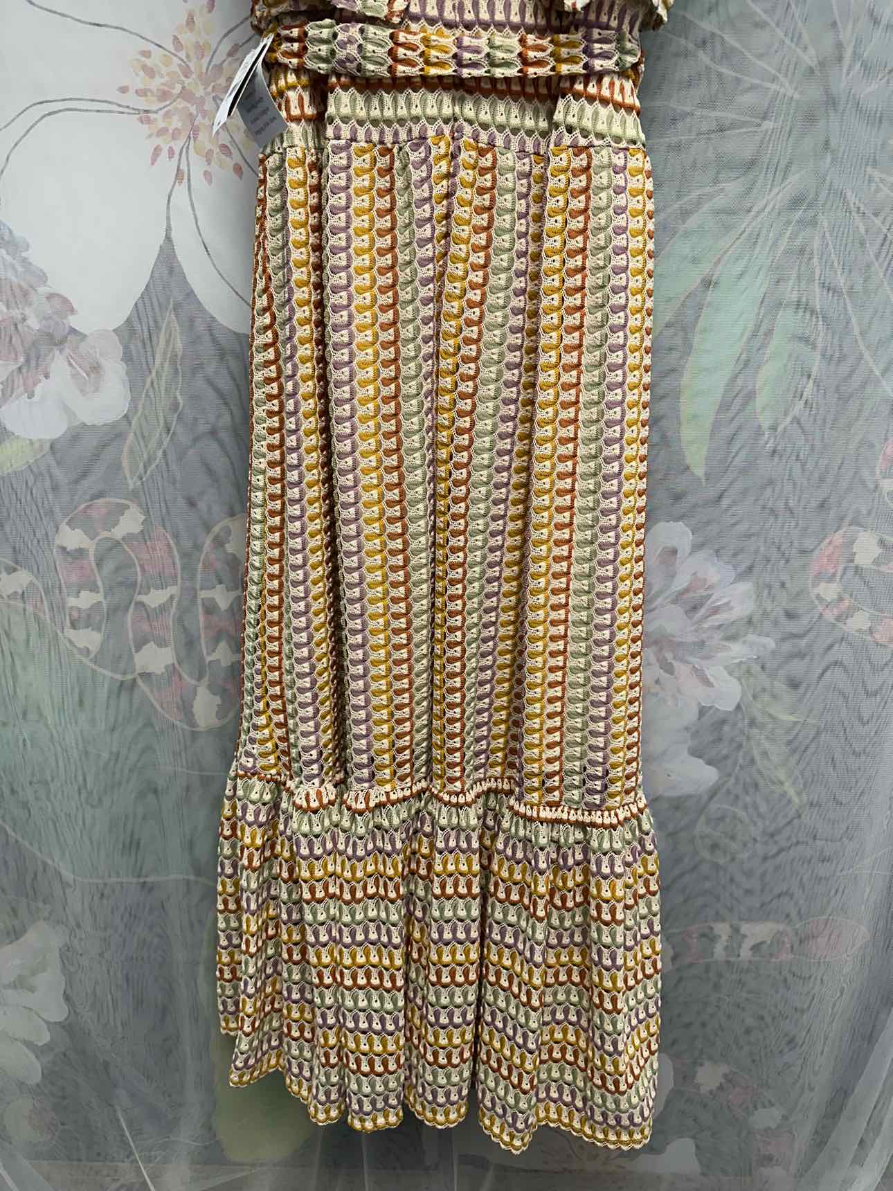 Melonie NEW NWT Dolce Vita Crochet Woven Belted Maxi Size 16 Tan Dress