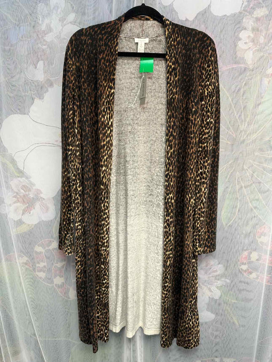 Chico's NEW NWT Speckled Animal Layla Duster Size 1 Brown Cardigan