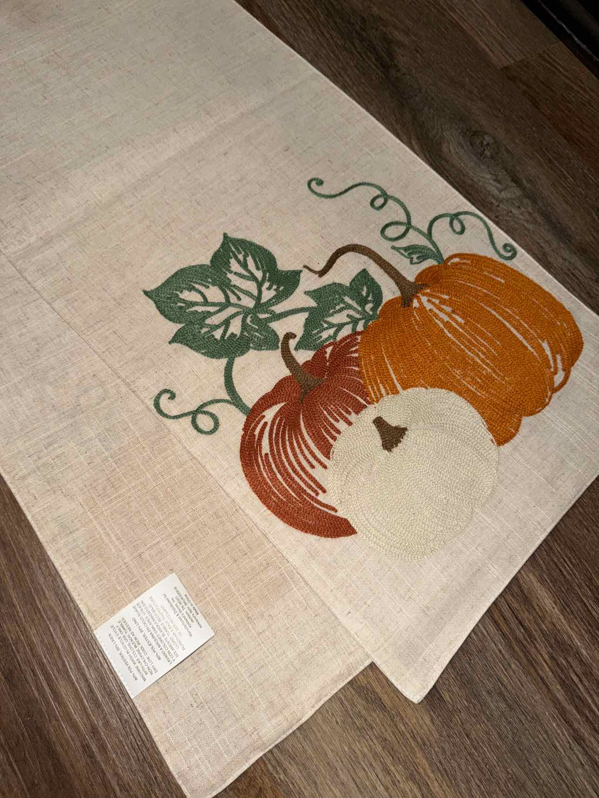 Give Thanks Pumpkin Fall Harvest Cross Stitch Table Runner Household