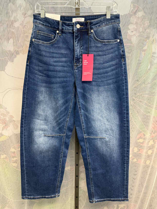 MoCo 9/29 Carefully Curved Slim Tummy Control Barrel Denim Jeans