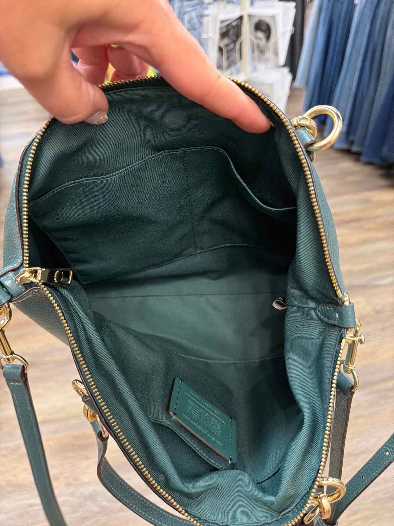Coach 'Kelsey' Teal pebble leather crossbody satchel Handbags