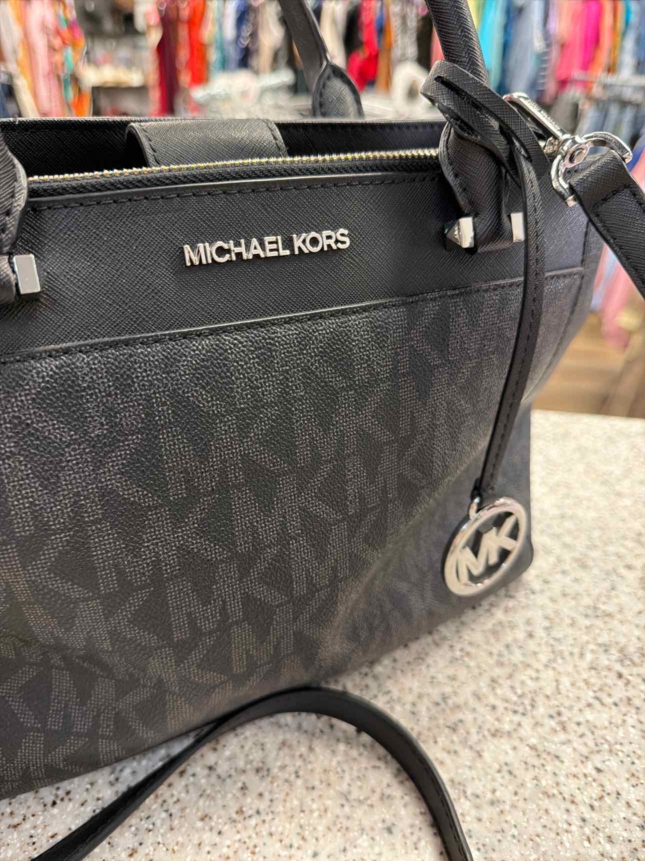 MICHAEL KORS Signature Logo Satchel Black Handbags