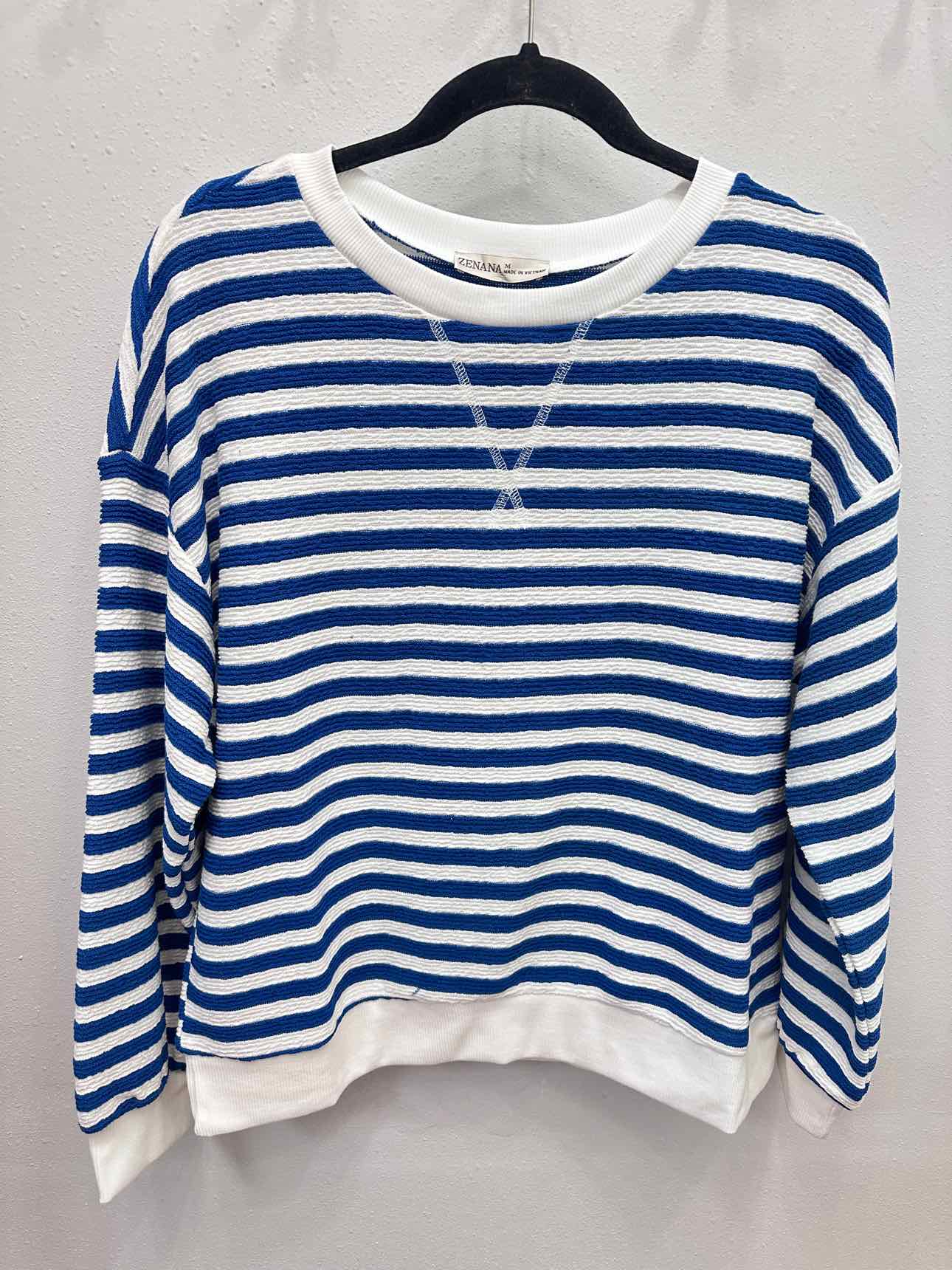 Zenana Textured Striped Long Sleeve Top