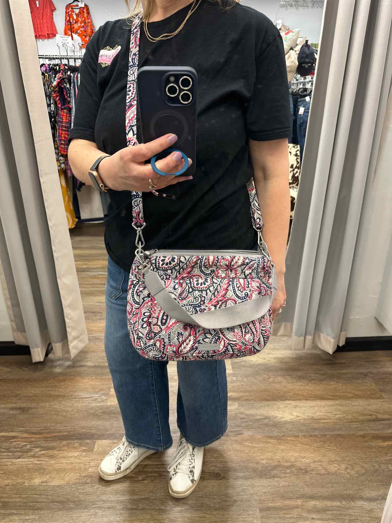 Vera Bradley On the Go Crossbody Gray and Pink Handbags