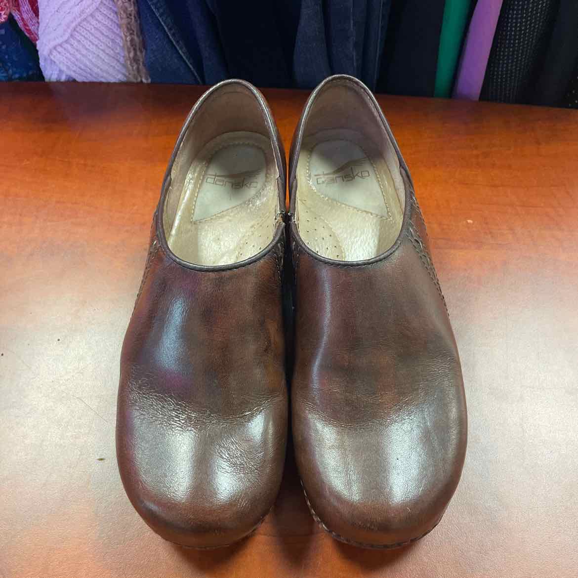Dansko Sienna Brown Leather Clogs Size 39