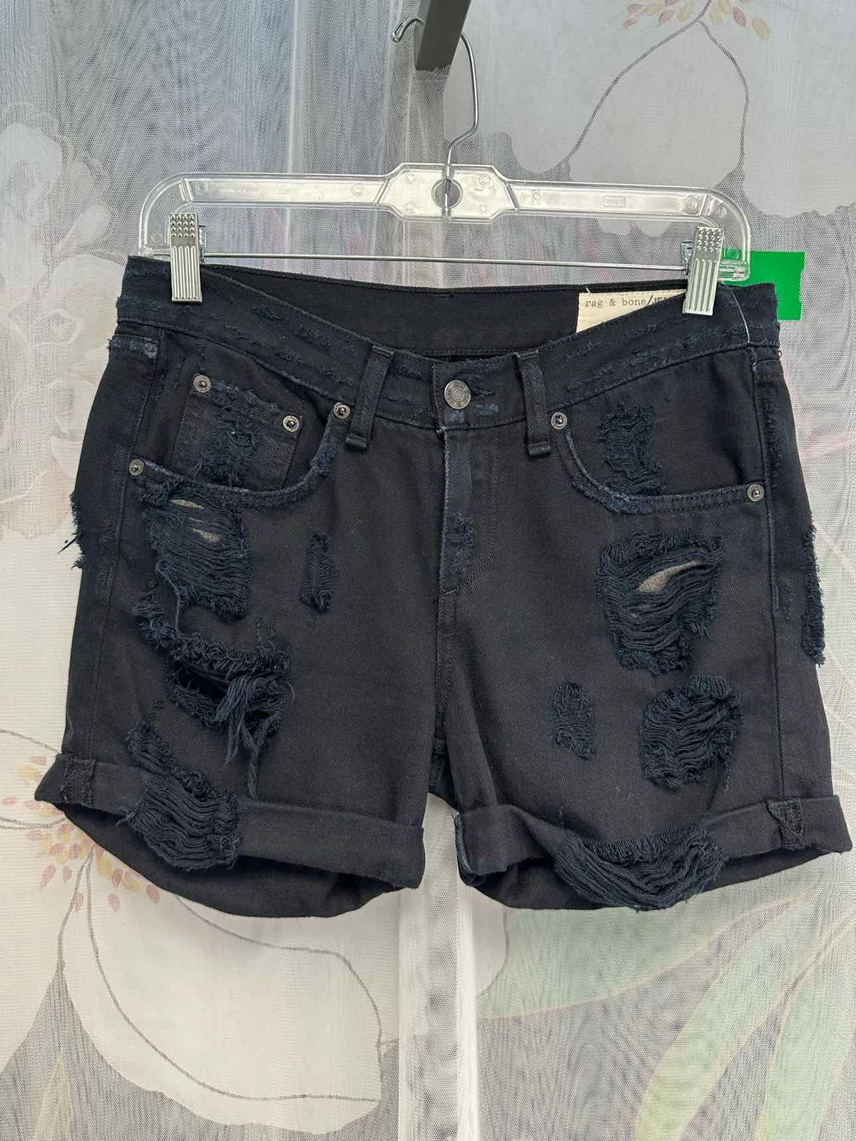 rag & bone Distressed Cuffed Stretch Size 24 Black Shorts