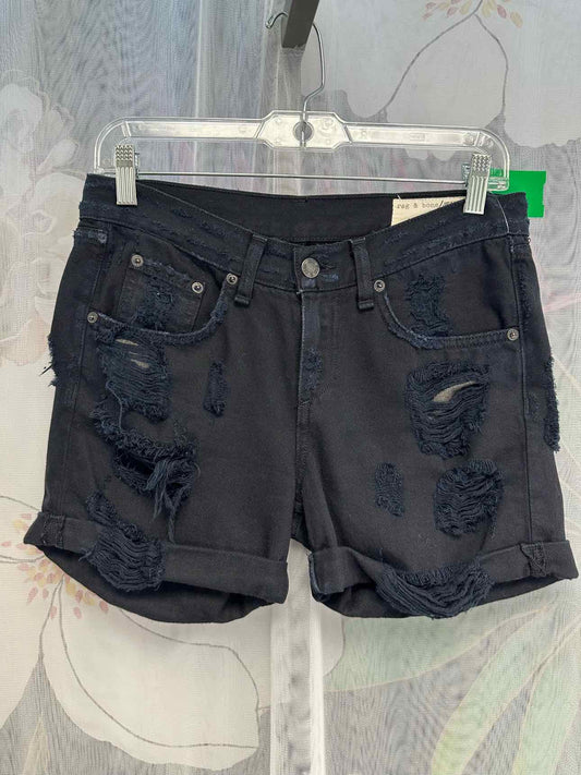 rag & bone Distressed Cuffed Stretch Size 24 Black Shorts