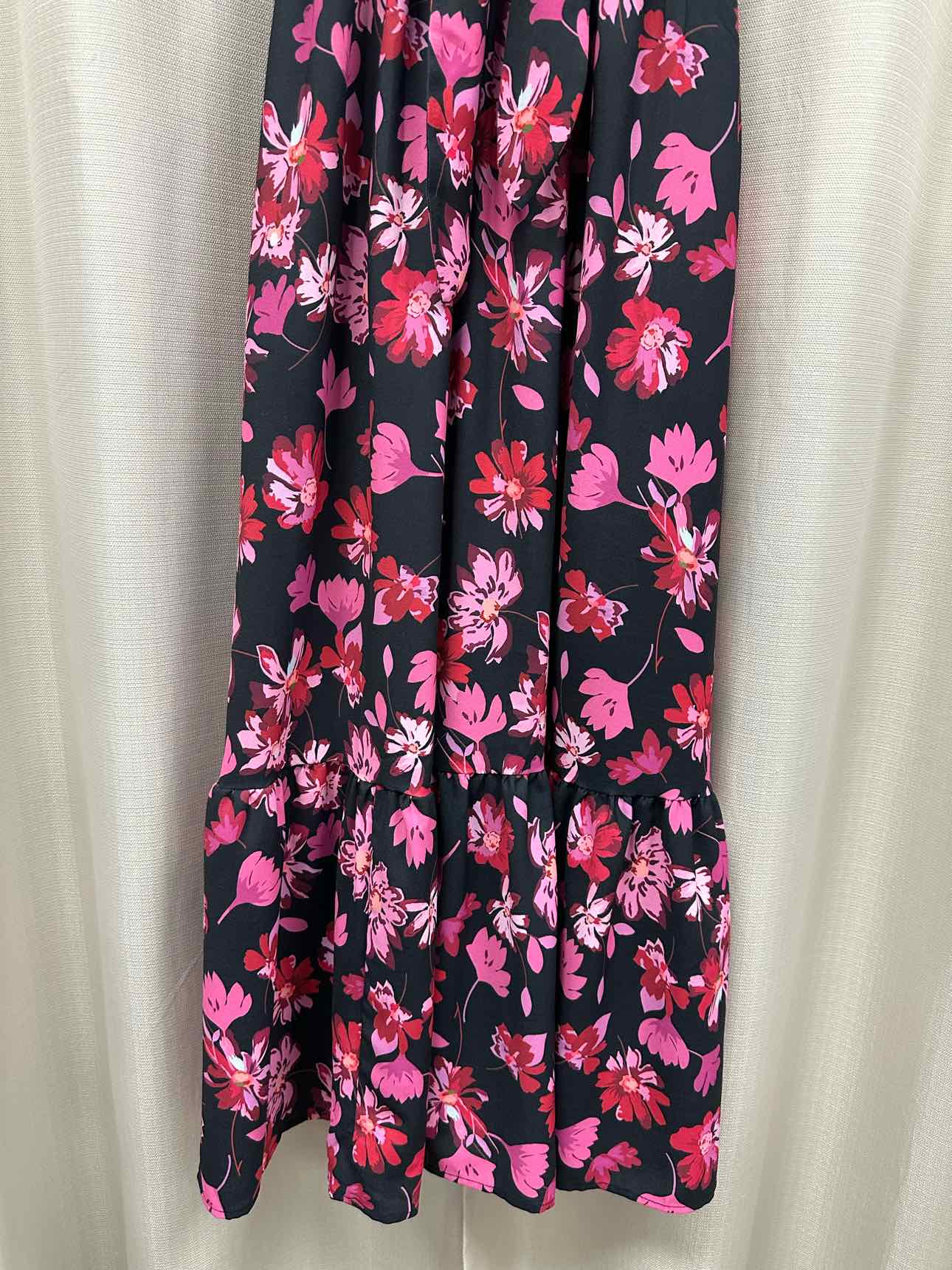 GRACE KARIN NEW NWT Floral Print Keyhole Maxi Size Large Pink/Black Dress