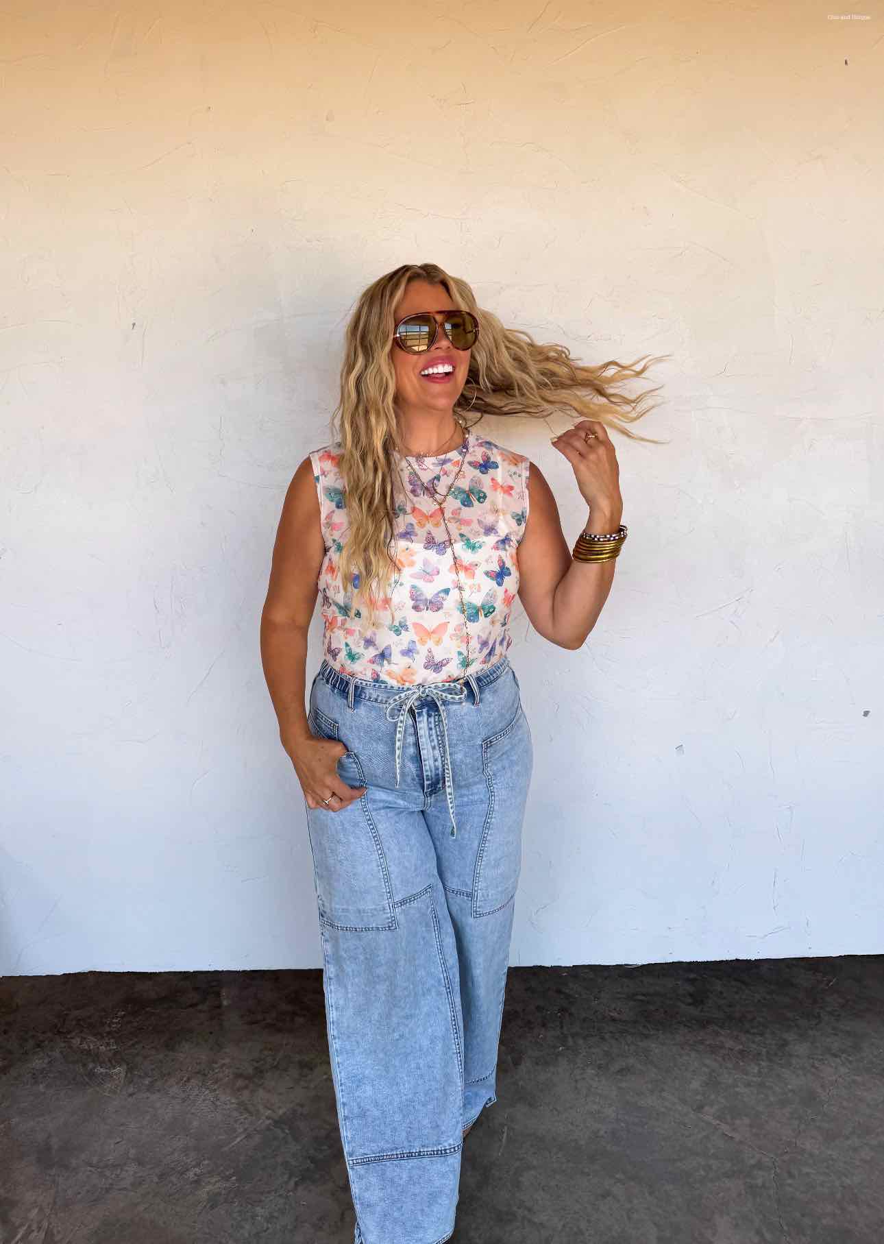 Summertime Floral Mesh Sleeveless Tank Top